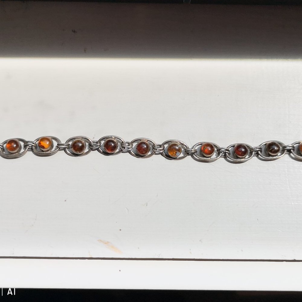 Amber and silver bracelet